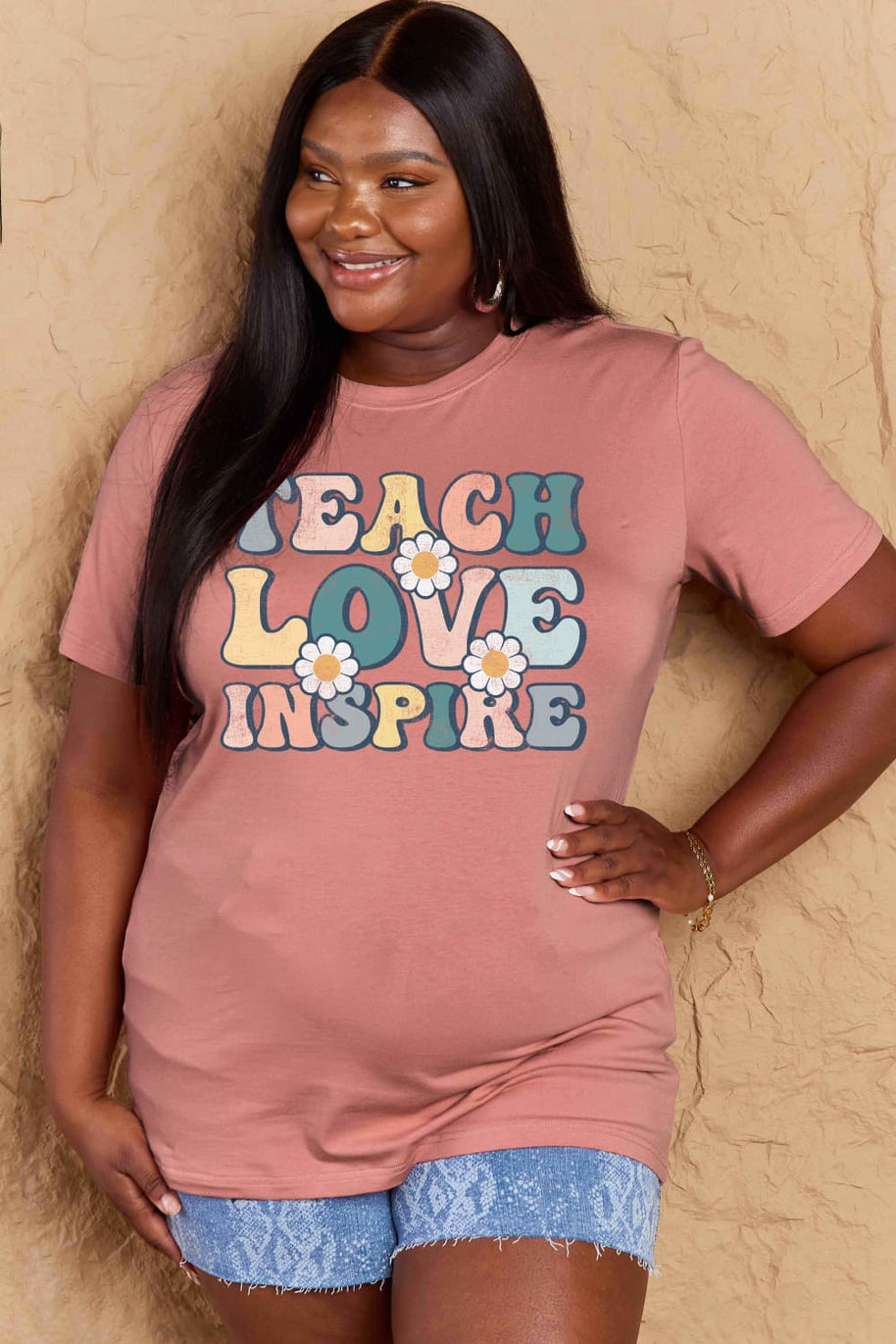 Full Size TEACH LOVE INSPIRE Graphic Cotton T-Shirt