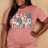 Full Size TEACH LOVE INSPIRE Graphic Cotton T-Shirt