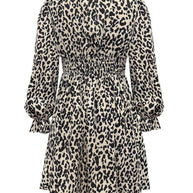 Leopard V-Neck Flounce Sleeve Dress