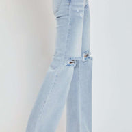 RISEN Full Size High Rise Distressed Wide Leg Jeans