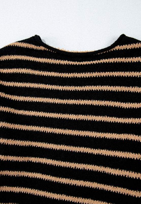 Stripe Drop Shoulder Round Neck Sweater