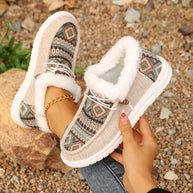 Printed Round Toe Flat Slip-Ons