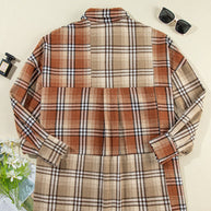 Plaid Snap Down Dropped Shoulder Shacket