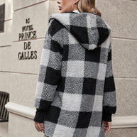 Plaid Long Sleeve Hooded Coat