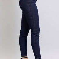 Judy Blue skinny jeans with heart-shaped back pockets and high rise fit.