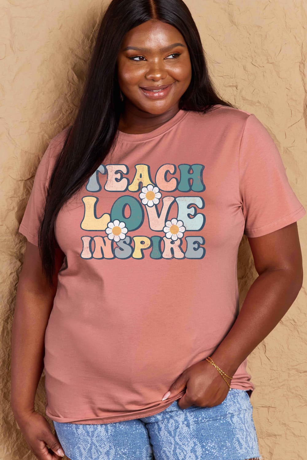 Full Size TEACH LOVE INSPIRE Graphic Cotton T-Shirt