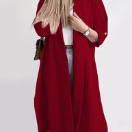 Slit Open Front Roll-Tab Sleeve Trench Coat