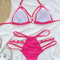 Cutout Halter Neck Two-Piece Bikini Set