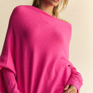 Davi & Dani Solid Color Batwing Sleeve Sweater