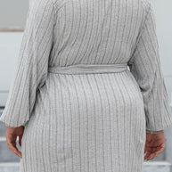 Plus Size Ribbed Tie Front Long Sleeve Sweater Dress