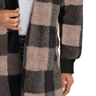 Plaid Long Sleeve Hooded Coat