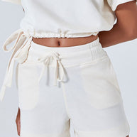 Drawstring Solid Color Shorts with Pockets