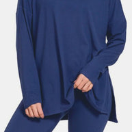 Zenana full size brushed microfiber lounge set in navy, featuring a relaxed fit top and stretchy leggings for comfort and style.