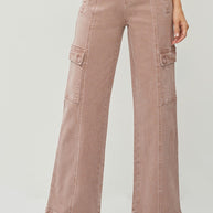 RISEN Full Size High Rise Wide Leg Cargo Jeans