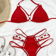 Cutout Halter Neck Two-Piece Bikini Set