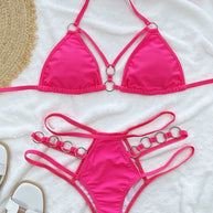 Cutout Halter Neck Two-Piece Bikini Set