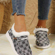 Printed Round Toe Flat Slip-Ons