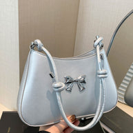 Small Bow PU Leather Knotted Strap Handbag in light color.