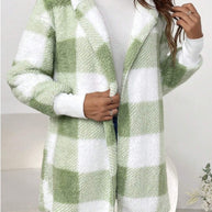 Plaid Long Sleeve Hooded Coat