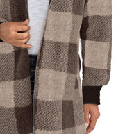 Plaid Long Sleeve Hooded Coat