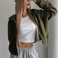 Honey Zip Up Long Sleeve Cropped Jacket