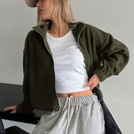 Honey Zip Up Long Sleeve Cropped Jacket