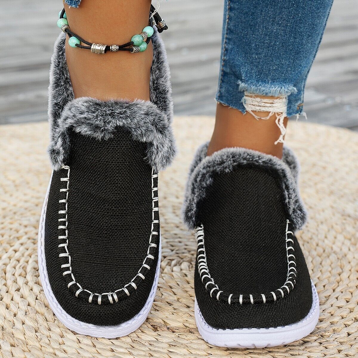 Canvas Round Toe Flat Slip-Ons