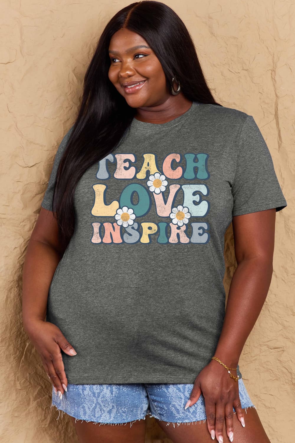 Full Size TEACH LOVE INSPIRE Graphic Cotton T-Shirt