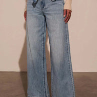 Tied Wide Leg Jeans with Pockets