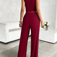 Devine Mock Neck Sleeveless Top and Drawstring Pants Set