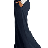 Drawstring Elastic Waist Wide Leg Pants