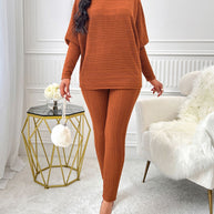 Turtleneck Batwing Sleeve Top and Pants Set