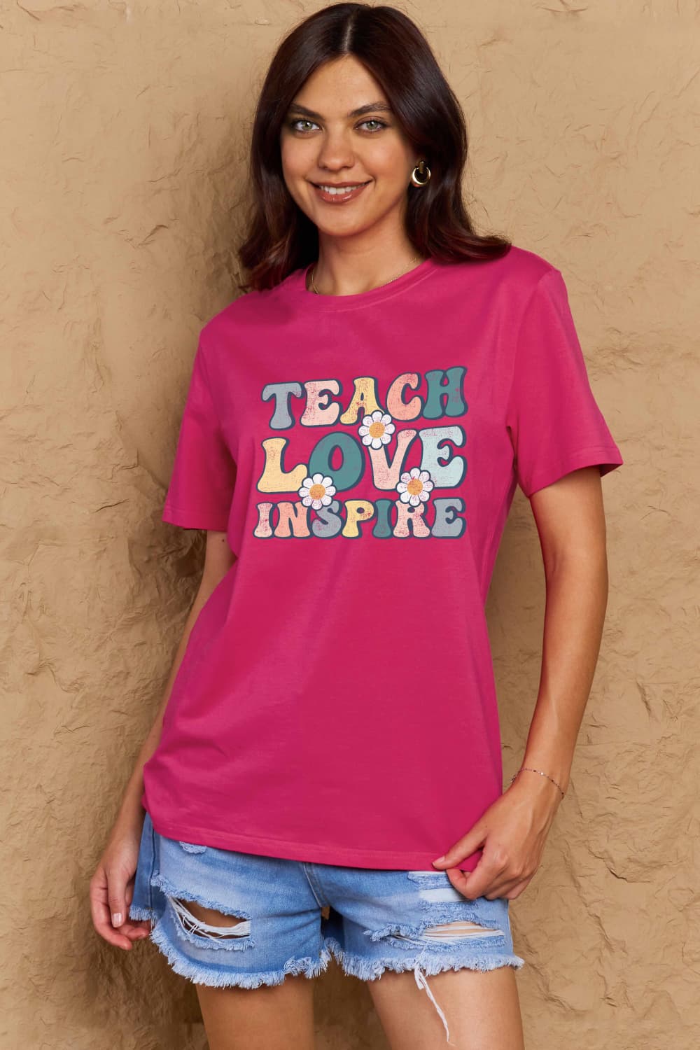 Full Size TEACH LOVE INSPIRE Graphic Cotton T-Shirt