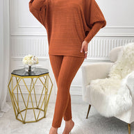 Turtleneck Batwing Sleeve Top and Pants Set