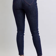 Judy Blue full size skinny jeans with heart-shaped back pockets, high rise, and moderate stretch.