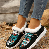 Printed Round Toe Flat Slip-Ons