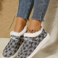 Printed Round Toe Flat Slip-Ons