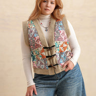 Plus Size Printed Sherpa Vest Coat