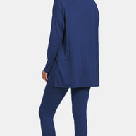 Zenana full size brushed microfiber top and leggings lounge set in navy blue.