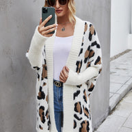 Angel Wings Leopard Pattern Fuzzy Cardigan