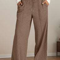 Drawstring Elastic Waist Wide Leg Pants