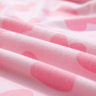 Heart Print Long Sleeve Lounge Set fabric detail with pink hearts on a light background.