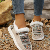 Printed Round Toe Flat Slip-Ons