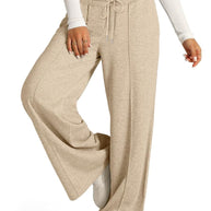 Drawstring Elastic Waist Wide Leg Pants