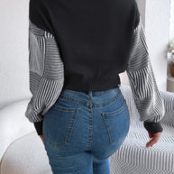 Striped V-Neck Long Sleeve Sweater