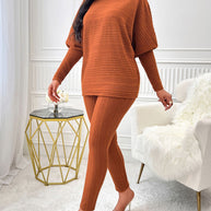 Turtleneck Batwing Sleeve Top and Pants Set