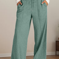 Drawstring Elastic Waist Wide Leg Pants