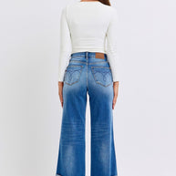 Judy Blue Full Size Distressed High Waist Wide Leg Jeans