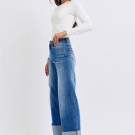 Judy Blue Full Size Distressed High Waist Wide Leg Jeans