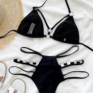 Cutout Halter Neck Two-Piece Bikini Set